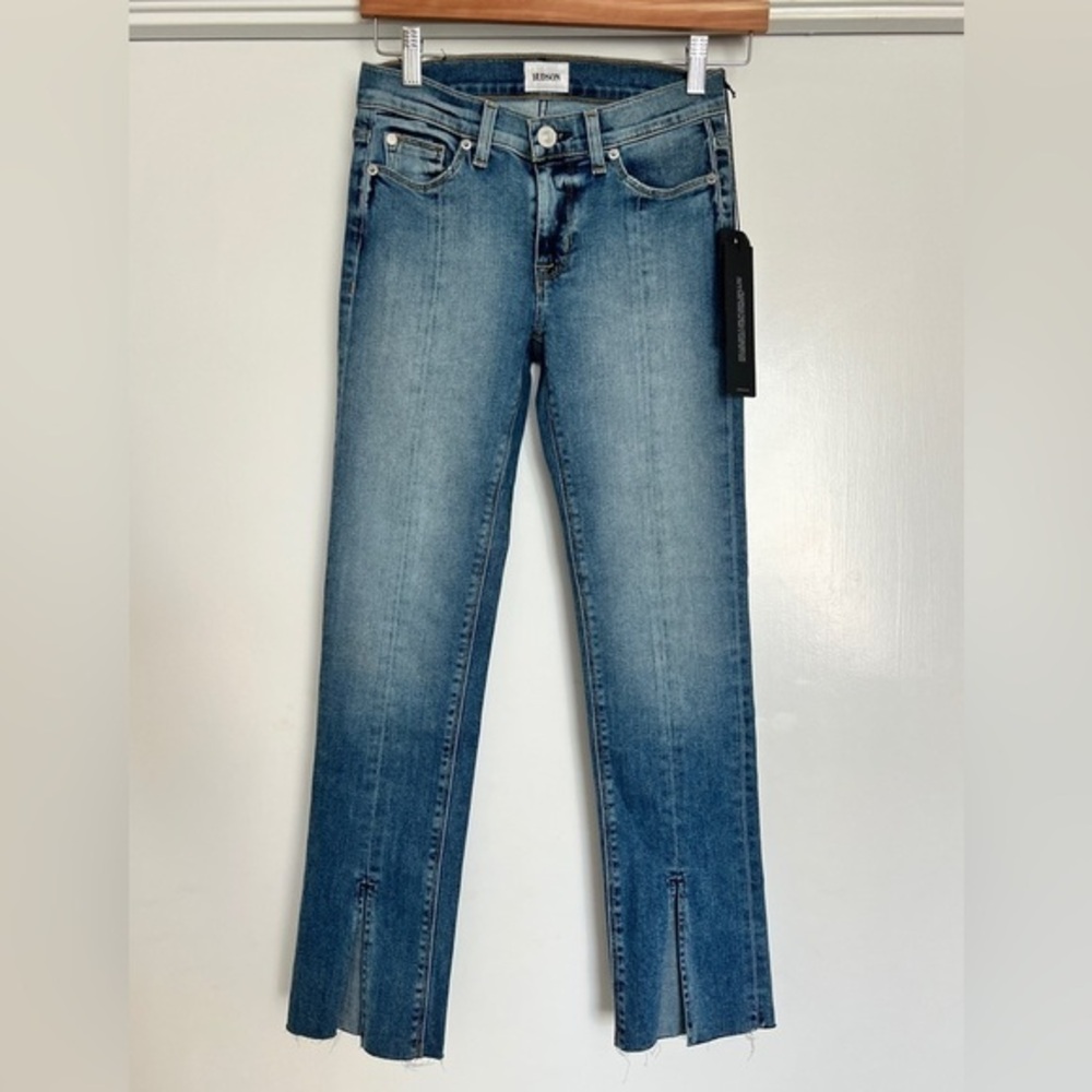 HUDSON- NWT nico midrise ankle straight reverie vtg moxie denim slit  jeans- 25